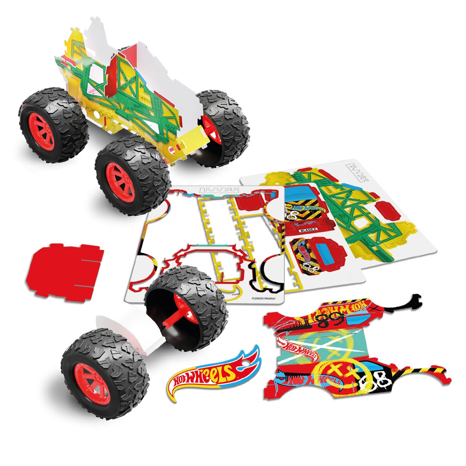BLADEZ TOYZ - Hot Wheels Monster Truck Maker Kitz - Kit di Montaggio 4x4 con Trazione a Retrocarica